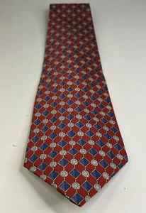 Vintage Gräfin Mara "1938" Herren Krawatte 100% Seide rot Rauten Kreis Tie - Bild 1 von 7