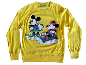 VTG SUNDAY COMICS Disney Exercise Mickey Minnie Crewneck Sweatshirt 80s M/L - Picture 1 of 8