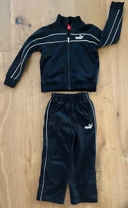 PUMA Boys 2 Piece Sweat Suit Jogger Outfit Size 4 BLACK Polyester - Picture 1 of 7