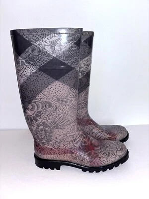 Botas de lluvia para mujer Burberry Super Nova patrón a cuadros talla 39-FALTA PLANTILLA R Foto 1 de 4
