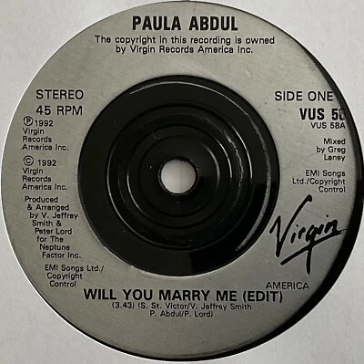 Paula Abdul - Will You Marry Me - 7” Vinyl Single - Image 1 of 3