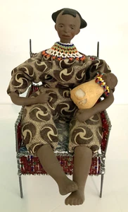 AUTHENTIC  AFRICAN PORCELAIN POUPEE MOM & BABY, HAND MADE IN SO. AFRICA  13 1/2" - Picture 1 of 9