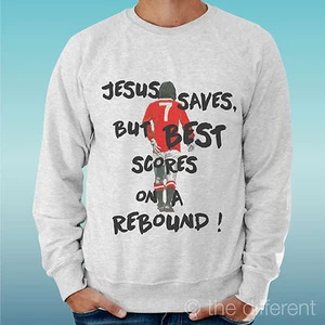 FELPA UOMO LEGGERA SWEATER GRIGIO CHIARO GREY" FRASE GEORGE BEST GOD GOAL " - Picture 1 of 1