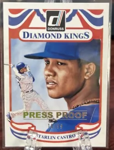 2014 DONRUSS #225 STARLIN CASTRO DIAMOND KINGS GOLD PRESS PROOF #16/99 - Picture 1 of 3