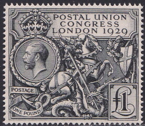 GB32-2. GB 1929 PUC KGV Black Pound Essay Gummed MNH Reproduction Stamp sv Cover