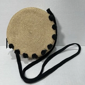 Stella and Dot Tilda crossbody Purse Round Straw With Silk Lining - Picture 1 of 9