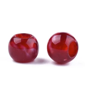 75 cuentas de bola acrílicas estilo piedras preciosas rojas - 12 mm - agujero de 5,5 mm - ajuste paracord - Imagen 1 de 2