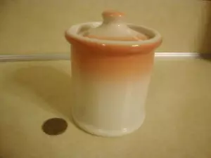 Vtg Restaurant Ware PINK AIRBRUSH Sugar Mustard Cup Jar w Lid Jackson China USA! - Bild 1 von 4