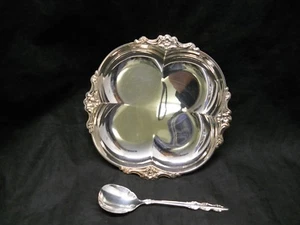 Int'l Silver Co. Silver Plate Empress Party Set Candy Nut Dish & Spoon 0248S - Picture 1 of 9