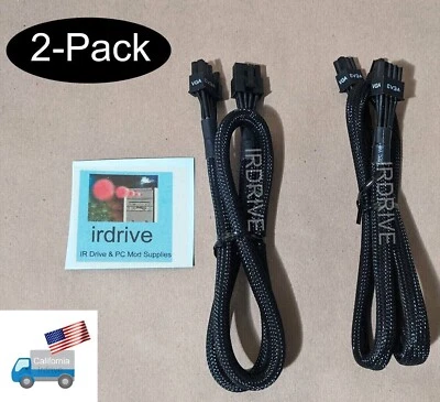 2-Pack: Genuine EVGA 8-Pin to Single 6+2pin PCI-E Power Cable PN: W001-00-000147 - Image 1 of 4