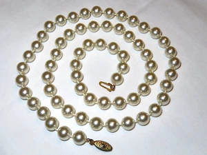 Collar vintage de cuentas de perlas de imitación de 10 mm de 30 pulgadas - Imagen 1 de 5