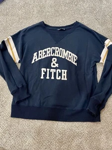 Abercrombie And Fitch Womens Pullover Sweater Sweatshirt Medium Logo Soft Blue - Picture 1 of 2