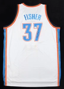 Derek Fisher Signed Oklahoma City Thunder Jersey (JSA COA) 1996 1st Round PK L.A - Picture 1 of 8