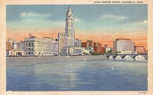 Postkarte OH: Civic Center Group, Columbus, Ohio, Vintage Leinen - Bild 1 von 2