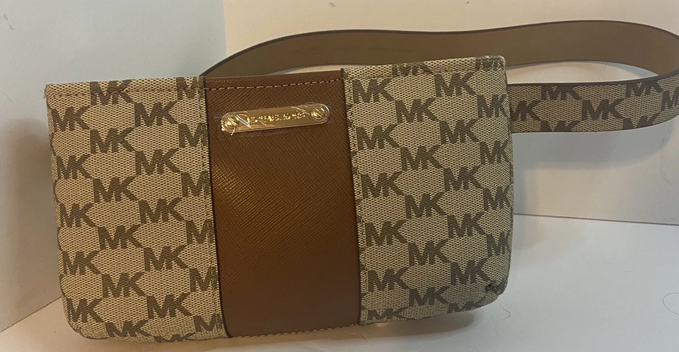 Michael Kors 556137c Women's Logo Belt Bag Color Beige Brown Size L / XL