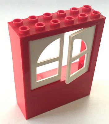 *USADO* LEGO QUADRO DE PORTA ESTILO LIVRE VERMELHO 2x6x6 com 2 PAINÉIS BRANCOS 1x3x4 *2 Conjuntos* - Imagem 1 de 2