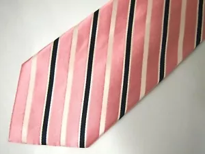 Croft & Barrow Herren-Krawatte rosa marineblau weiß gestreift glänzend Seide 59"6 6+ - Bild 1 von 4