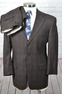 Tommy Hilfiger Para Hombres Marrón CLÁSICO Plisado a Cuadros 2 Piezas Traje 39R Chaqueta 31W Pantalón - Imagen 1 de 14