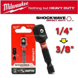 Milwaukee 3/8" Socket Adapter Shockwave Impact Duty 4932478054 1/4" Hex - Picture 1 of 12