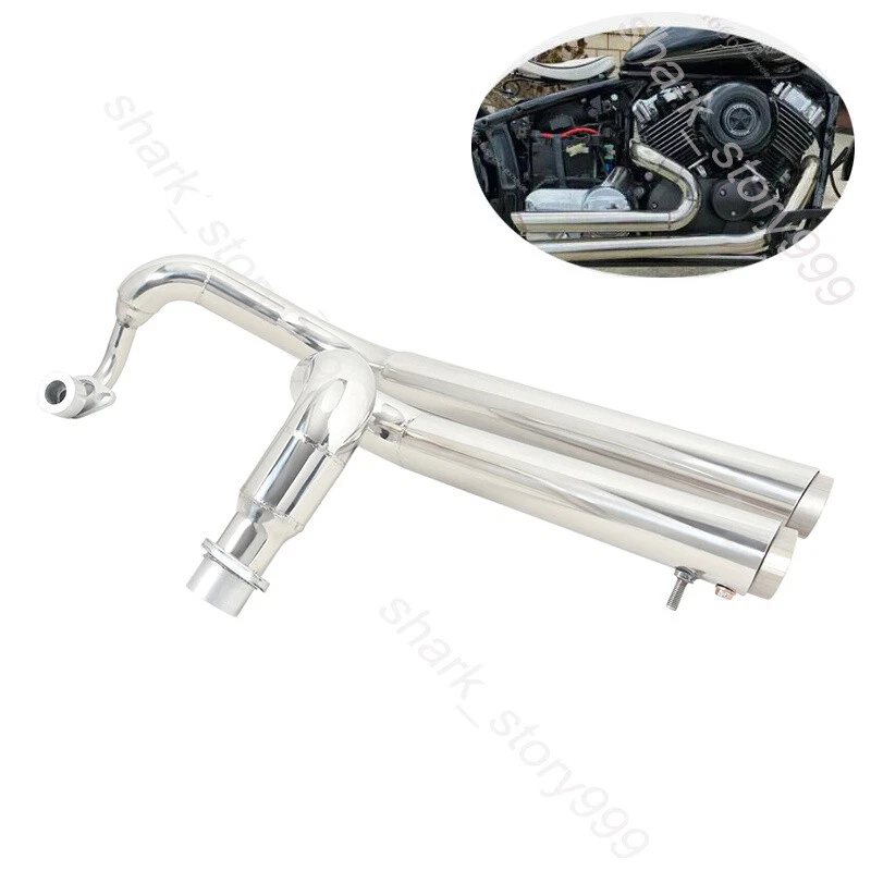 For Yamaha V Star 650 400 XVS 1998-2016 Slip On Whole Exhaust System Muffler Can - Image 1 of 4