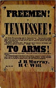 Póster de reclutamiento confederado de la Guerra Civil Americana de Tennessee postal de colección Wpc9 - Imagen 1 de 3