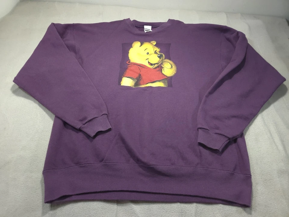 Moletom feminino vintage Winnie Pooh extra grande roxo anos 90 - Imagem 1 de 4