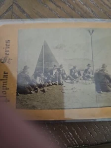 Soldiers Hanging Out In Tent Stereoview - Picture 1 of 5