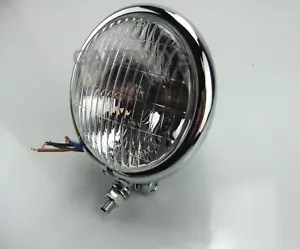 Chrome Bates Motorcycle 4.5" Headlight MPF 35/35w Bottom Mount Cafe Racer Custom - Picture 1 of 17