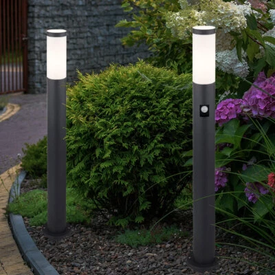 Außenlampe Stehlampe Wegeleuchte Bewegungsmelder Gartenlampe anthrazit 2er Set - Bild 1 von 4