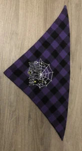 Purple Plaid Triangle Scarf HAPPY HALLOWEEN  Print - Picture 1 of 3