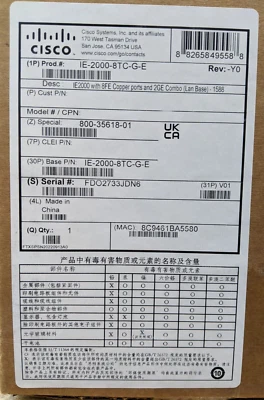 Cisco IE-2000-8TC-G-E Industrial Ethernet Switch New Sealed - Image 1 of 2