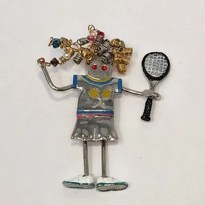 Spilla tennista Carrette by Ganz spilla ragazza articolata figura tono argento - Foto 1 di 5