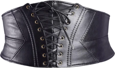 EBOOT Cinturón Elástico Cintura Ancha Corsé Cinturón Cinch con Botón de Presión, Negro Foto 1 de 4