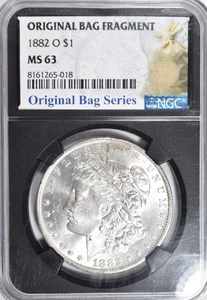 1882 O Morgan Dollar Silver $1 ~ Original Bag Fragment in Slab! NGC MS63! - Picture 1 of 2