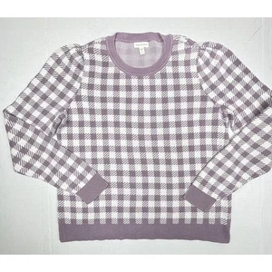 Garnet Hill Pullover Gingham Pima Baumwolle Medium lila Pulli Puffärmel gebraucht, in einwandfreiem Zustand - Bild 1 von 8