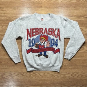 VTG Fruit of the Loom Sweatshirt Youth Size 14-16 Nebraska Cornhuskers Gray - Picture 1 of 7