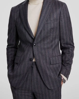 Tallia Para Hombre Gris Rayas Ajustado Lana Chaqueta Pantalones 2 Piezas Traje Talla 38R Foto 1 de 4