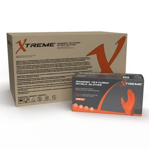 Xtreme Orange Industrial Nitrile Gloves with Diamond Texture, Medium, 1000 - Picture 1 of 1