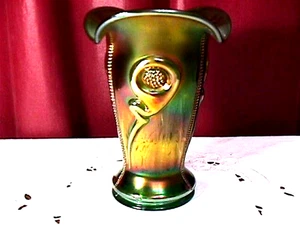 "TORNADO" VASE 6" TIEFGRÜN, TOLLE FARBEN VON OBEN NACH UNTEN NEUWERTIG KARNEVAL NORTHWOOD - Bild 1 von 22