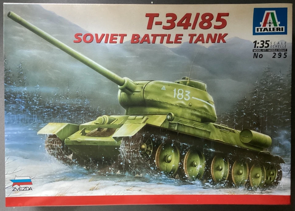 Italeri 295 T-34/85 Soviet Battle Tank 1:35 Scale Model Kit 1/35 - Image 1 of 1