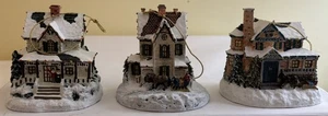 THOMAS KINKADE'S WINTER MEMORIES ILLUMINATED ORNAMENT PRE-OWNED #A1760 3 IN SET - Picture 1 of 8