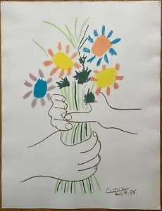 PABLO PICASSO LITHO BOUQUET DE LA PAIX ARCHES SPADEM ORIGINAL FRENCH LITHO - Picture 1 of 4