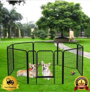 8 Panels 32'' Dog Playpen Cage Pet Sturdy Fence out/Indoor Exercise Fence Cage - Picture 1 of 8