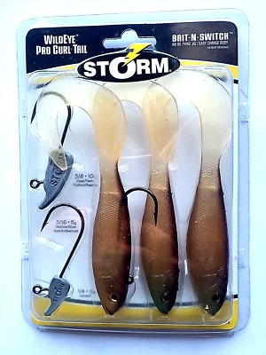 3 X Storm Wildeye Pro Curl 13 CM Künstlich Hecht Black Bass Shad Farbe Mdm - Bild 1 von 2