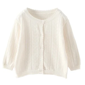 Kids Girl Cardigan Knitted Tops Long Sleeve Coat Round Collar Early Autumn Cute - Picture 1 of 12
