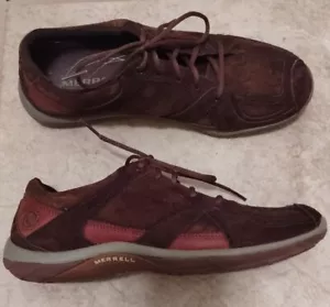 MERRELL Aria Women's Suede Coffee Bean Brown OXFORD Walking Hiking Shoes 7.5M - Picture 1 of 11