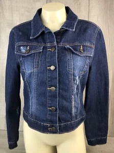 Lei Jean Jacket Blue Vintage Denim Distressed Coat Girls Juniors Size Medium - Picture 1 of 24