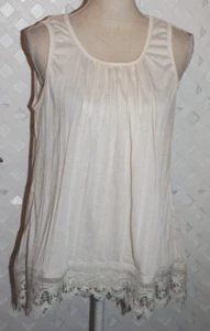 New York & Company Ivory Sleeveless Scoop Neck Tunic Tank | Size Large - Picture 1 of 5
