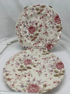 Johnson Brothers 1930 Roze Chintz Abendessen 2 Teller #160713 England 10" - Bild 1 von 7