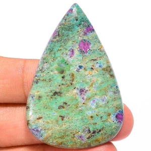 Natural Ruby Fuchsite Pear Shape Cabochon Gemstone 70 Ct. 48X33X5 mm GC-22373 - Picture 1 of 1